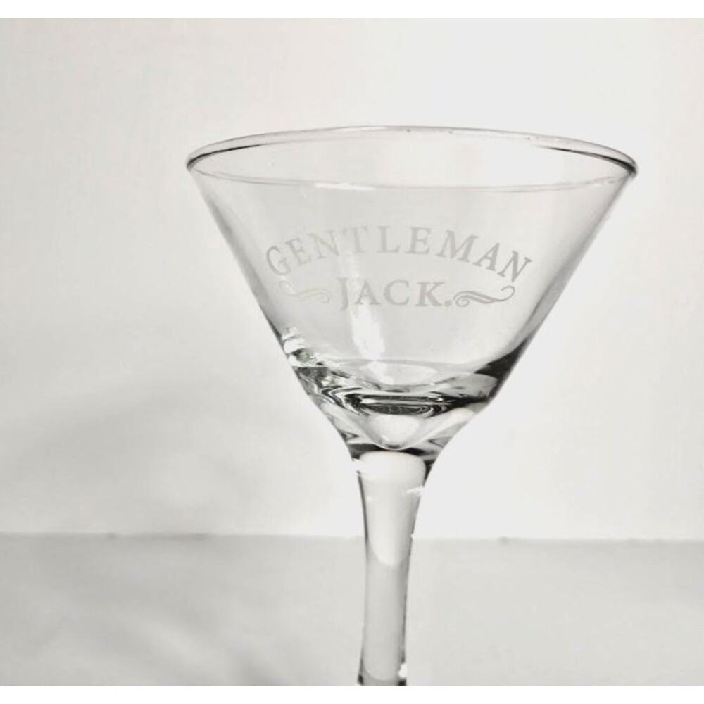 Set of 2 Gentleman Jack Stemmed Martini Glasses Etched - Picture 4 of 4
